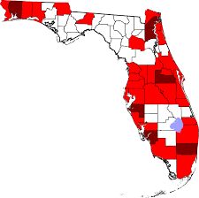 Corona-virus affected areas in Florida.